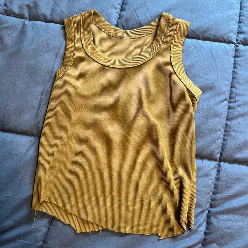 Army green  Ribbed Tank Top